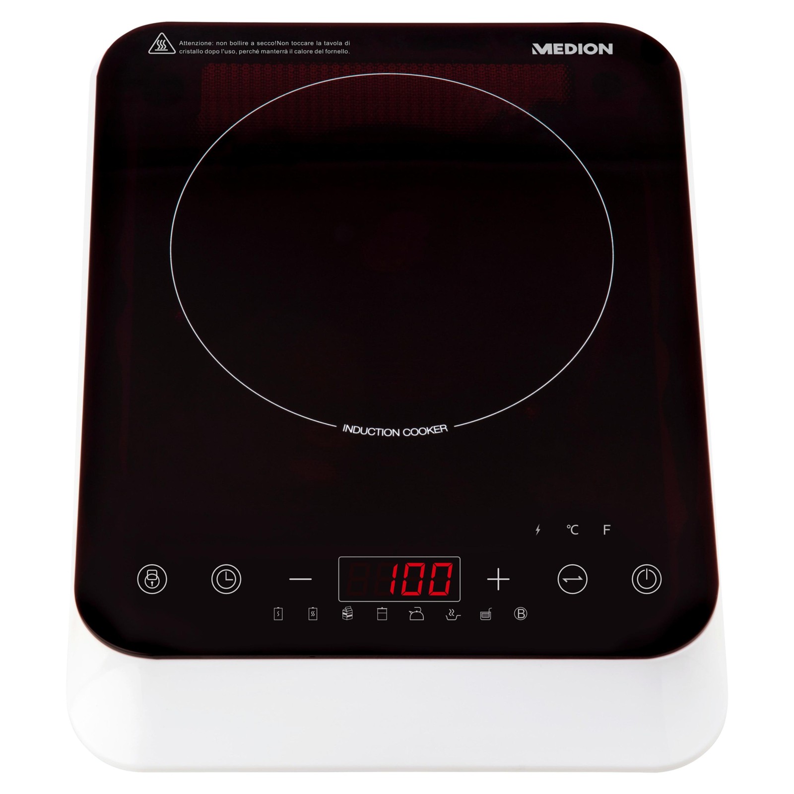 MEDION MD 18490 Black, White Countertop 29 cm Zone induction hob 1 zone(s)