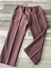 ladies damart size 20 brown smart casual pull up elastic waist trousers L27