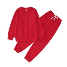 Boys Girls Sweatsuit Outfit Kid Solid Crewneck Sweatshirt Sweatpant 2Pcs Set ...