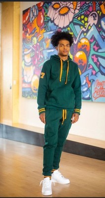 MMC,  FLY GUY JOGGER  SET.  FORREST GREEN  AND ENERGY ORANGE. SIZE: XS-7XL