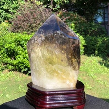 9.37LB Natural citrine quartz Crystal Specimen Reiki Mineral Add bracket 2650