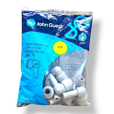 John Guest PI221210S Stem Elbow Connector - 3/8'' Stem x 5/16'' - 10PK