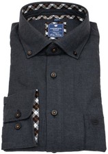 Redmond Flanellhemd Comfort Fit Button Down dunkelgrau