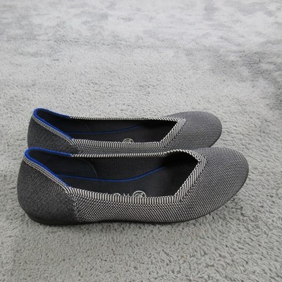 Rothy's The Flat Shoes Womens Size 8 Gray Herringbone Knit Ballet Flats Washable