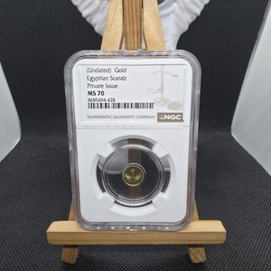 Gold Egyptian Scarab Private Issue Coin (Undated) NGC MS 70 Mint State