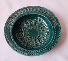 Vintage Mid Century Aldo Londi italienische Bitossi Keramik blau grün Schale