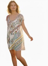 Johnny Was Sheer Floral Silk Sleeveless Tunic Blouse Scoop Neck Size L