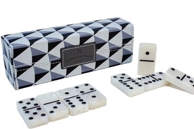 Dominos Set for Adults Double Six 28 Marbleized White Tiles Dominoes Set for ...