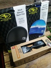 Swimming Goggles Arena The One Mirror Universal, 2 Silicone Swim Caps Jr. Adult