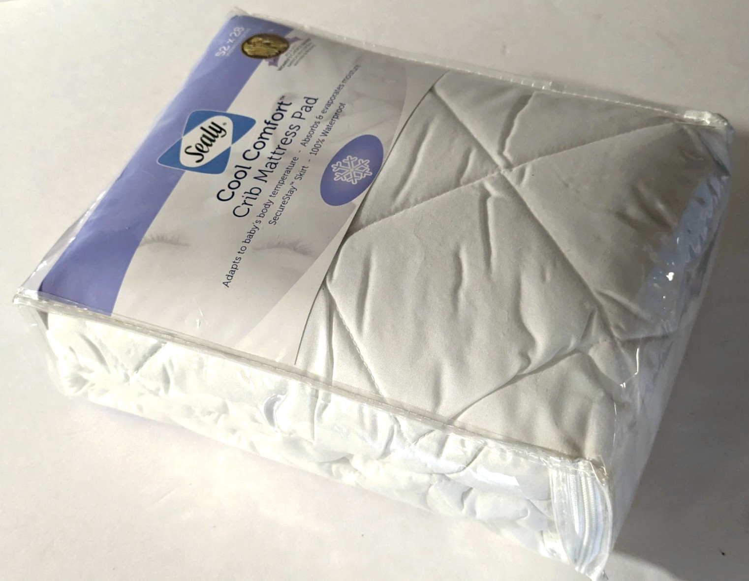 Sealy Cool Comfort Crib / Toddler Bed Mattress Pad 100% Waterproof 52 x 28