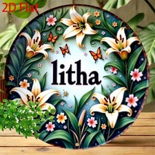 Retro Round Aluminum Tin Metal Sign Wall Art Vintage Floral 8x8