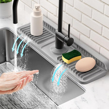 17.7'' Faucet Mat for Kitchen Sink Splash Guard 7  Slope Fast Self-Draining Sna
