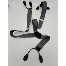 Pelican USA Mens Suspenders Grey Geometric Textured Y-Back Button End Gold Tone