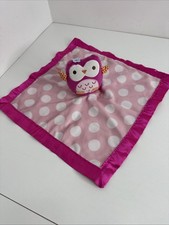 Circo Pink Owl Baby Lovey Security Blanket White Polka Dots Hot Pink Satin Back