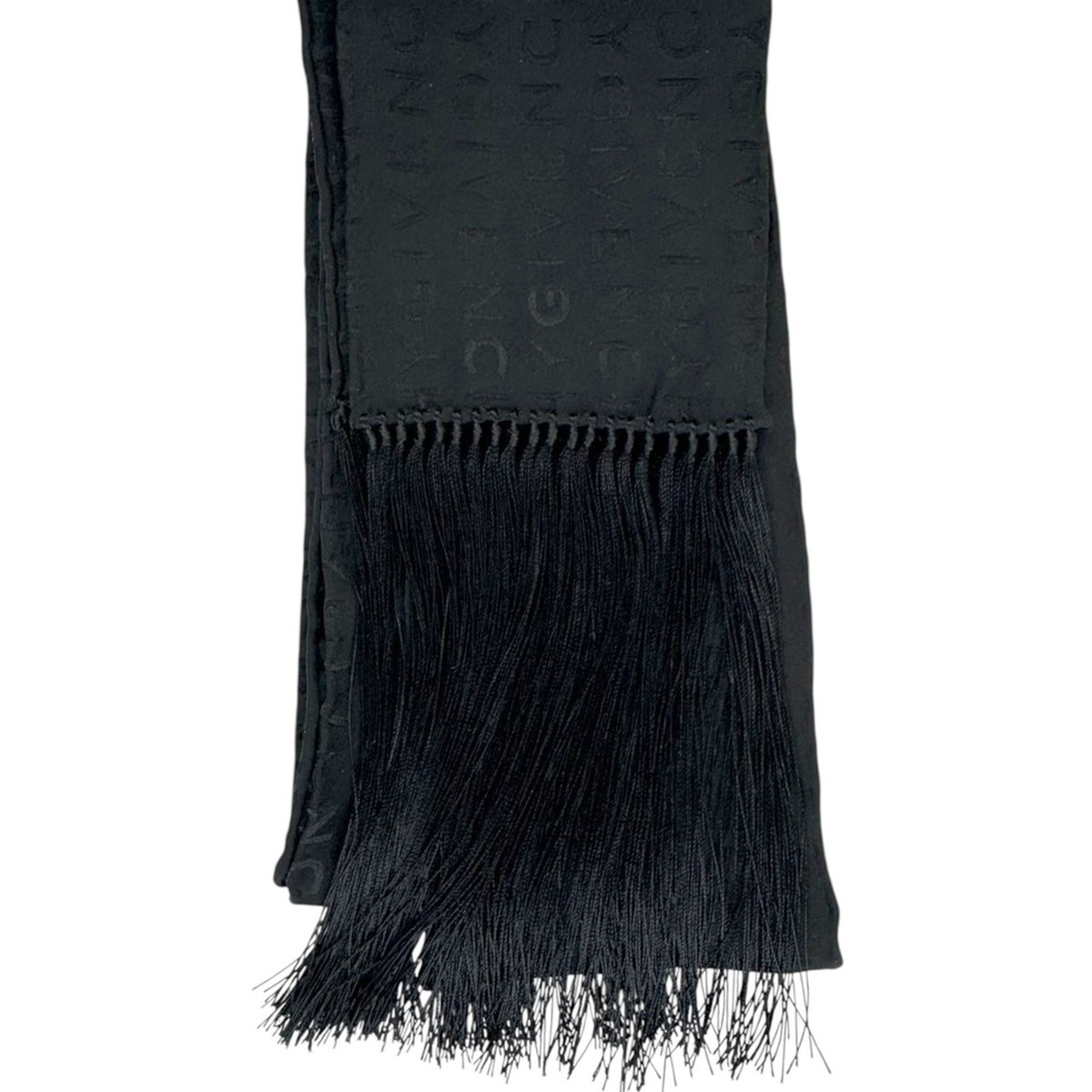100% New Givenchy Scarf Black Scarf Long Fringe - Skinny Satin