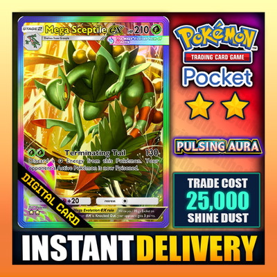 SCRILLA SCRATCH ✴︎Mega Rare✴︎極上 Promo Only Mega Sceptile Ex - Pokemon TCG Pocket – Rainbow RNB - Pulsing Aura