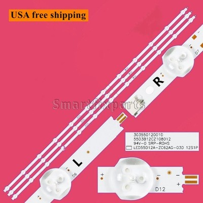 LED Backlight Bars For ONN 100012586 LED55D12A-ZC62AG-11D 30355012001D