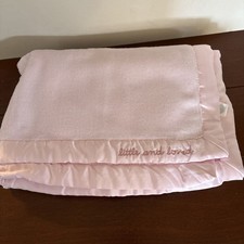 Carter's Embroidered "little and loved" Pink Baby Blanket Satin Trim EUC Z