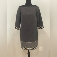 Ann Taylor 2P Black/Cream Dotted/Stripes Back Zipper Mini Dress