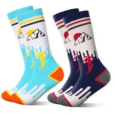 Kids Ski Socks Boys Girls Thermal Thick Warm Winter 7-12 Years 01 Multicolor