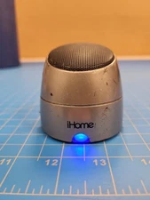 iHome Portable Speaker Silver Mini Travel Size Compact Audio Device 2.5" Tall
