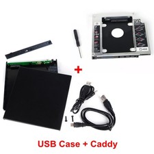 12.7mm SATA DVD Drive External USB Case Enclosure  2nd HDD SSD Hard Drive Caddy