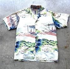 Vintage 1950 s Rayon Polynesian Sportswear Hawaiian Loop Collar Shirt S