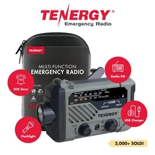 Tenergy Emergency Solar Hand Crank Weather Radio Power Bank Charger Flash Light