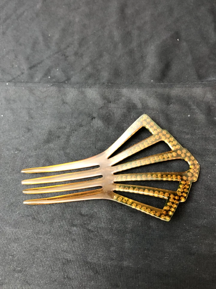 Peine de pelo decorativo mantilla celuloide verde estrás sobre 4-7/8" x 3" Foto 2 de 3