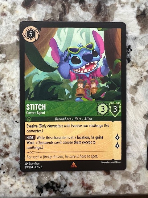 DISNEY LORCANA INTO THE INKLANDS NON FOIL RARE CARD STITCH