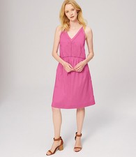 LOFT PINK MAUVE CASUAL EYELET SUMMER CAMI DRESS SIZE: M NWT $98
