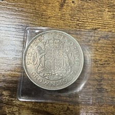 1937 Crown - George VI British Silver Coin - Very Nice