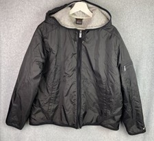Vtg 90s Nike Women s L Black Travis Scott Mini Swoosh Fleece Lined Hooded Jacket