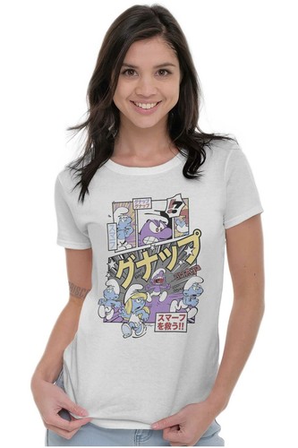 the Smurfs Purple GNAP Manga Panel Aesthetic Womens Top Junior Graphic Tee - Imagen 6 de 8