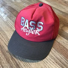 Bass Angler Red Mesh Fishing Snapback Trucker Baseball Cap Hat MMB Headwear USA