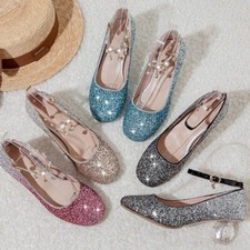 Women Shiny Rhinestones Dance Shoes 4.5cm Heel Beaded Fringe Latin Cha Cha Prom