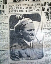 LINCOLN BEACHEY Airplane Stunt Aviator Loop Attempt Disaster 1913 Old Newspaper