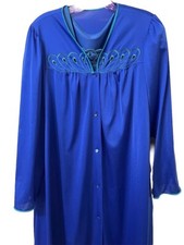 Vintage Shadowline Gown Robe Set Size Medium Purple Blue Teal Knee Length
