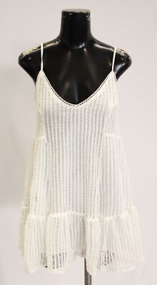 Mustard Seed Women's Ruffle Textured Knit Mini Dress CG2 White Medium NWT