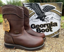NEW Mens Georgia Brown Leather AMP LT Edge Waterproof EH Work Boots GB00466