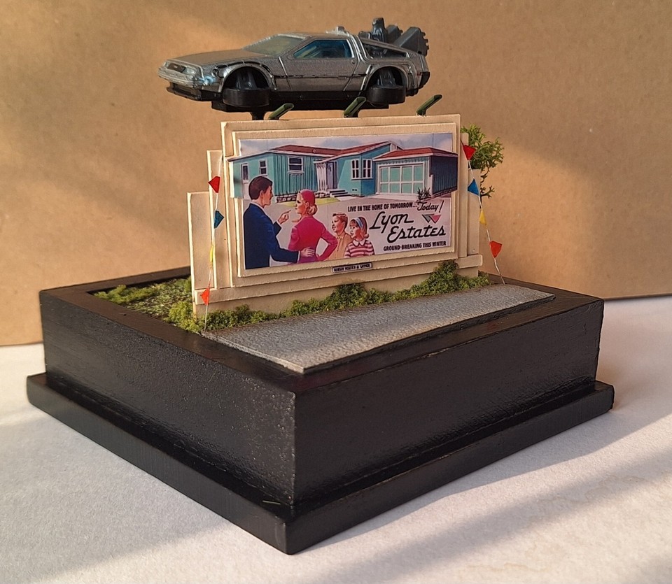 Back To The Future Diorama Billboard Scene & Hot Wheels DeLorean eBay
