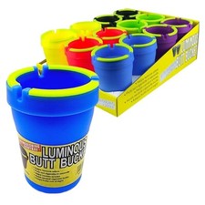 😎 2 X LUMINOUS GLOW IN DARK BUTT BUCKET ASHTRAY 💜💚💛 CAR CUP HOLDER PORTABLE