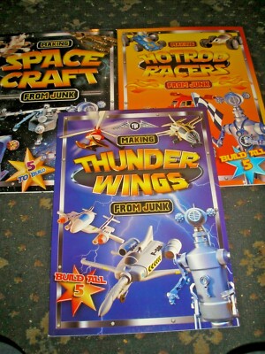 KONVOLUT 3 BÜCHER BASTELN RAUMSCHIFF/HOT ROD RACER/DONNERFLÜGEL AUS MÜLL