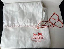 Coach Dust Bag Drawstring Storage Protector Cloth Satin White Red Logo 18.5x23"