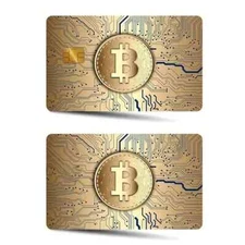 Bitcoin Credit Card Skin (2-Pack) | Gold Crypto BTC Decal for Finance & Tech Fan