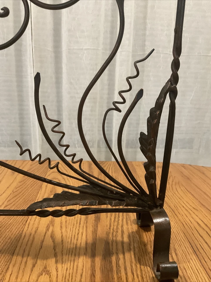 Candelabro de hierro forjado marrón de colección soporte de exhibición 4 luces ART DECO Foto 3 de 4