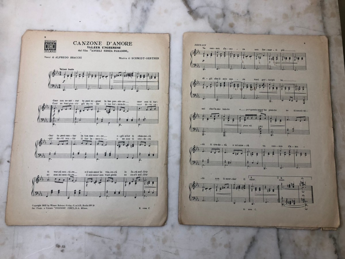 Spartito musicale Angeli senza Paradiso 1940