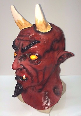 Böse Dämon Rote Teufelsmaske Halloween Hellfire Club Kostüm Mit Kurzen Hörnern