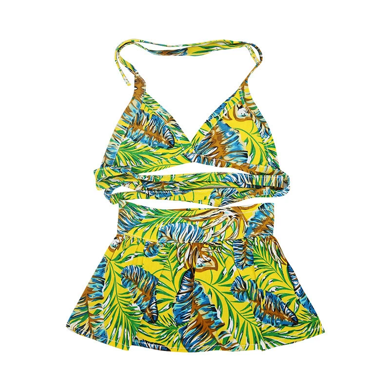 Dog Bikini Dress Set Hawaii Holiday Dog Flower Outfit Pet Bath Suit Dog Swimwear - Image 2 of 4