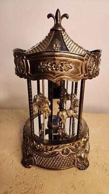 VINTAGE CAROUSEL WIND UP MUSIC BOX WALLACE SILVERSMITHS SILVER